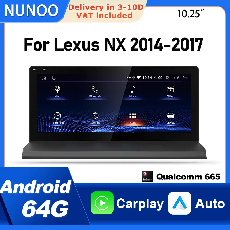 Autoradio Wireless CarPlay Android Auto per Lexus NX NX200 NX200T NX300h NX300 2014-2017 Lettore Multimediale Navigatore GPS DSP 4G WiFi
