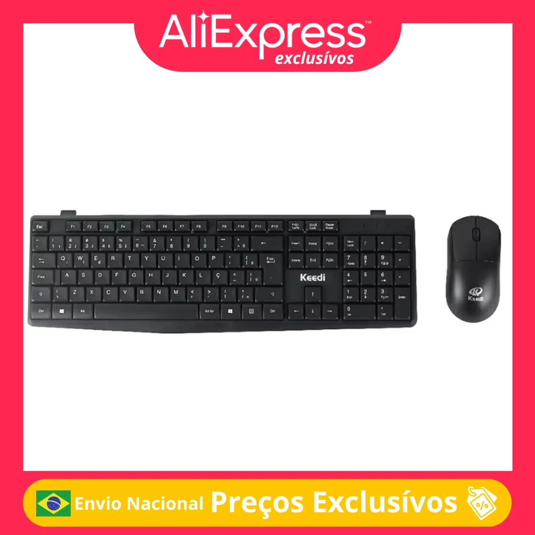 2.4 جيجا هرتز ABNT2 طقم لوحة مفاتيح وماوس لاسلكي USB يصل إلى 10 متر مريح للكمبيوتر المحمول ويندوز ماك الراحة والتنقل