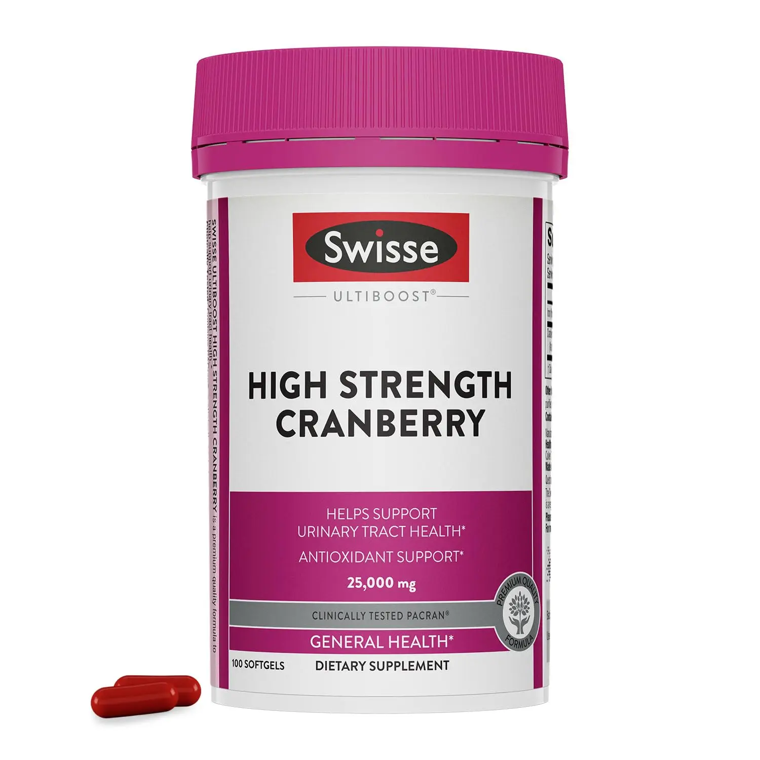 

Swisse Cranberry Pills For Women & Men | PACran Cranberry Extract Supplement 25000mg | Bladder & Kidney Support * | 100 Capsules