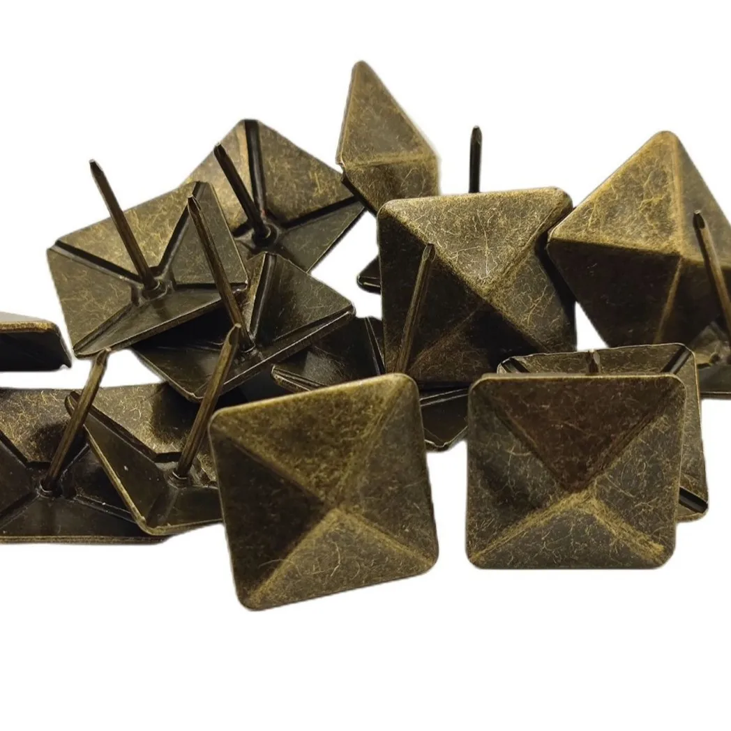 100Pcs Square Antique Upholstery Nail Decorative Studs Tacks Pyramid Umbrella Head Gold Black Red Bronze Nickel Silver