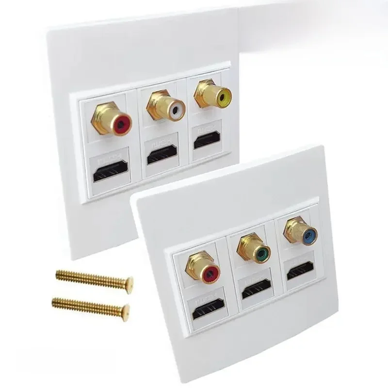 Panel 86mm z 3 portami HDMI kompatybilnymi + 3 RCA audio i wideo, wysokiej rozdzielczości 4K1080P 60HZ, panel multimediów do montażu na ścianie. — zdjęcie 2