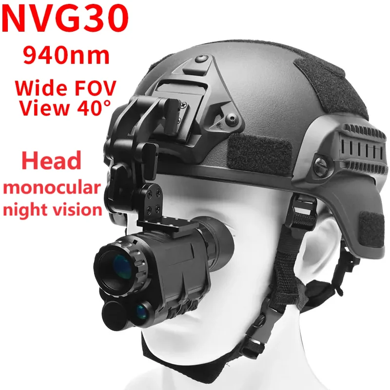 

NVG30 высокомощный Шлем ночного видения очки дальнего расстояния 940 нм инфракрасный цифровой Монокуляр ночного видения телескоп широкий обзор 40 °