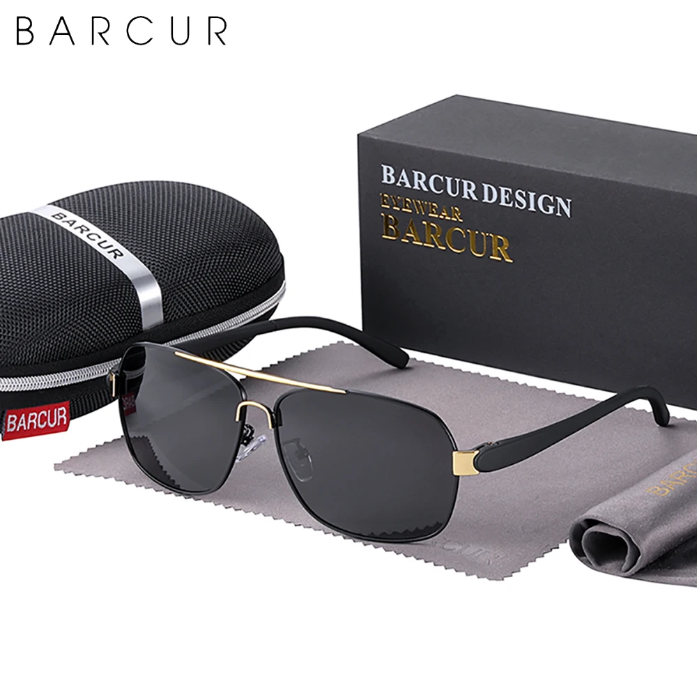 BARCUR Polarized Men Sun Glasses For Driving Durable Sunglasses Eyewear UV400 Gafas Oculos De Sol