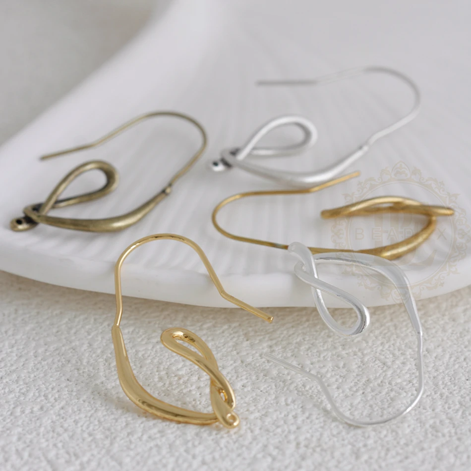 DIY Supply-2 Pieces Solid Brass Finding Earring Component with Brass Pin - Irregular 40x14.6mm (4921C-9)
