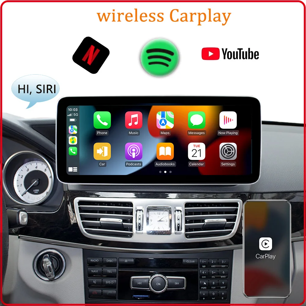 Android 14 Qualcomm CarPlay Car Radio GPS Navigation Multimedia Player HD Screen for Mercedes Benz Class W212 E300 E260 E200
