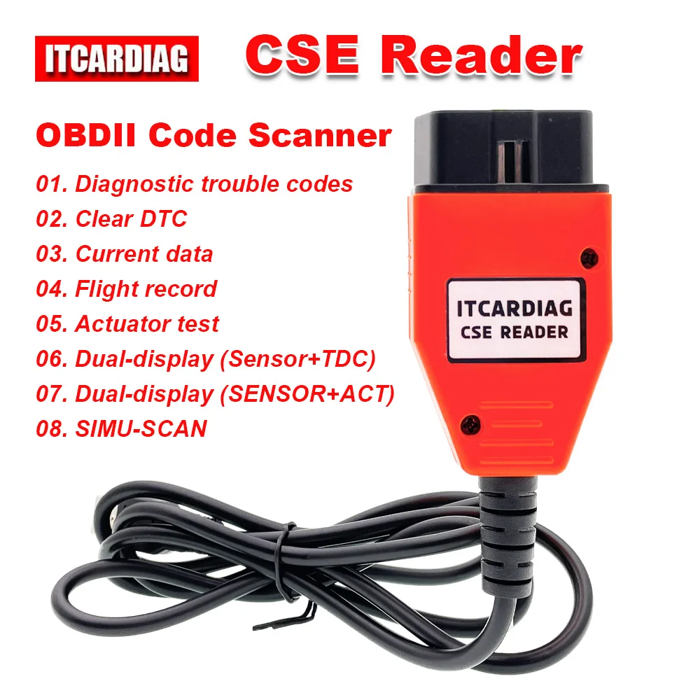 

ITCARDIAG CSE Reader OBDII Code Scanner Replace Hi-Scan Pro CarmanScan 1 Read Trouble Codes Clear DTC Current Data Actuator Test