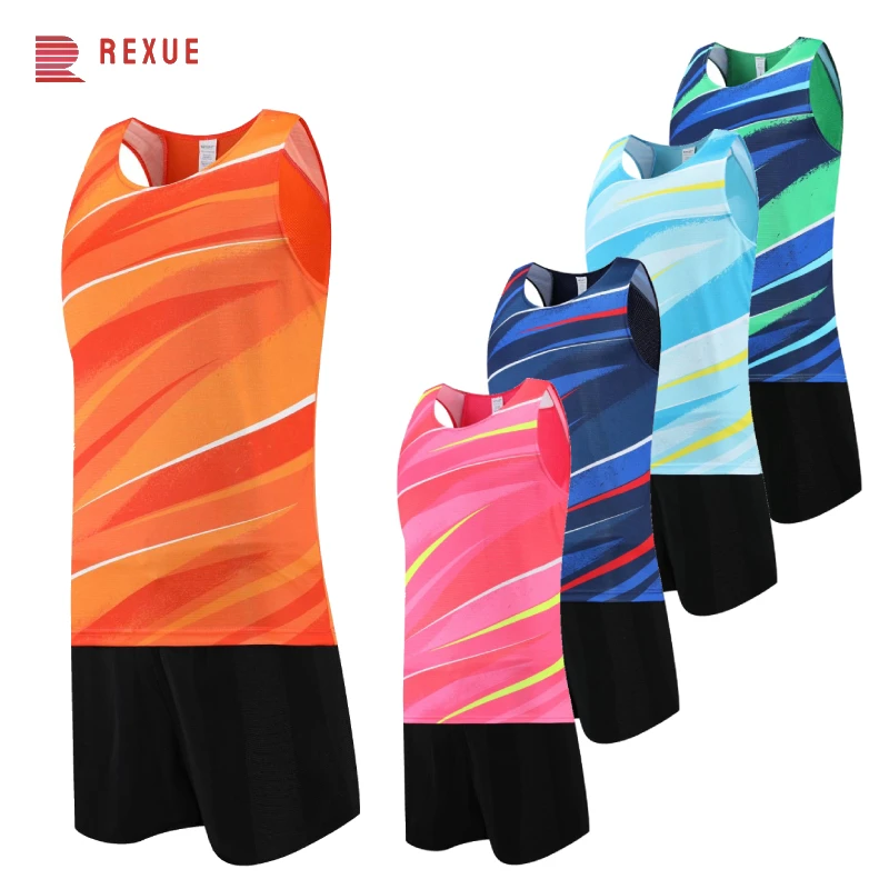 

Custom Track And Field Tank Tops Uniforms Sublimation Printing Athletic Jersey Set With Logo For Men Women Team Sportswear
