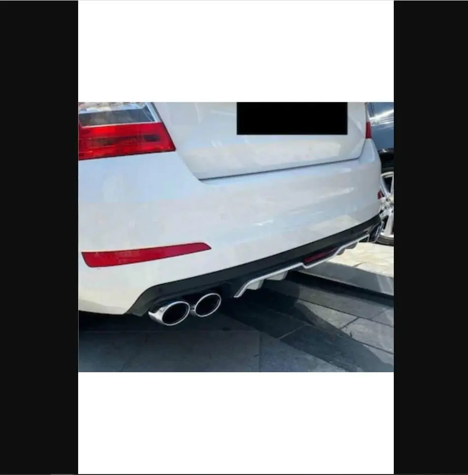 For Skoda Octavia Rear Diffuser Universal Black Or Gray + Four Chrome Exhaust View 2013 - 2017 Models - Spoiler Wings Lip Flaps