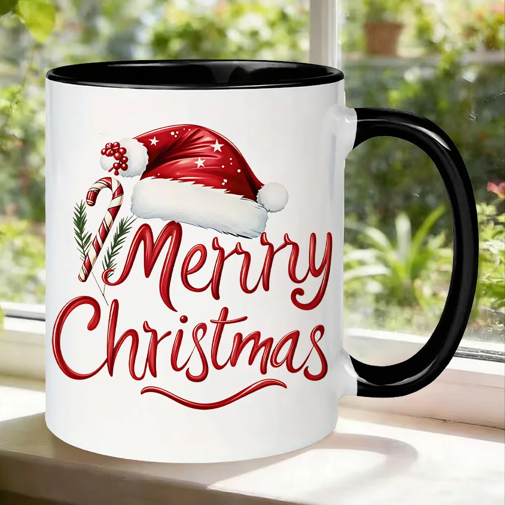Christmas Gift, Merry Christmas, 1-Piece 11-Ounce Ceramic Mug, Dishwasher Safe, Christmas Holiday Decorative Coffee Mug, Suitable as a Christmas Gift for Family, Friends, and Colleagues