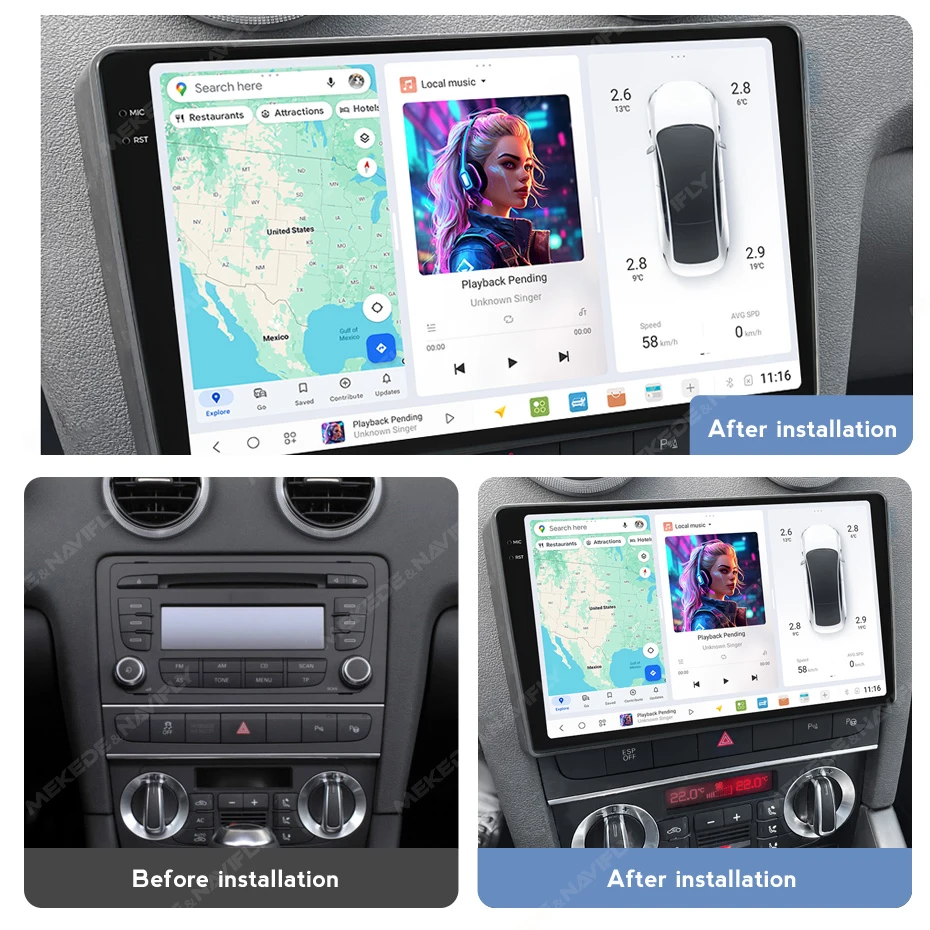 DUDUAUTO 8 Core 2K DUDU7 2DIN Android 13 Auto Radio Für Audi A3 2 8P S3 RS3 2003-2013 Multimedia Player Carplay Android Auto WIFI – Detail 8
