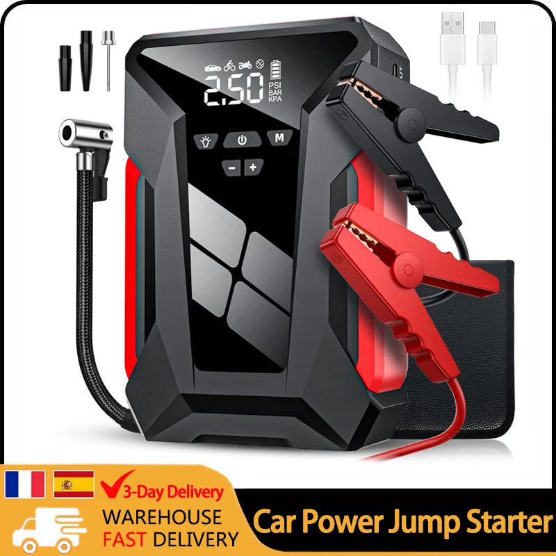 28000mAh Car Automotive Emergency Power Jump Starter Multifunctional  150PSI Tire Inflator Powerbank Air Pump Leds With Bag