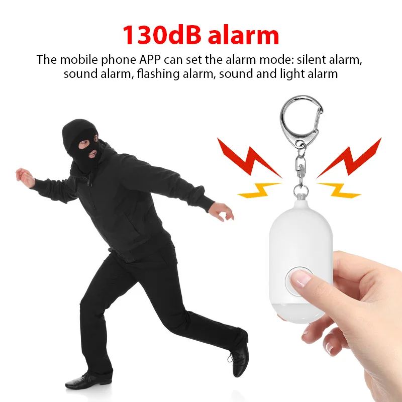 Portable Mini SOS Emergency Girls Women Safety Button Siren Keychain Device Personal Safety Positioning Remote Alarm Bluetooth