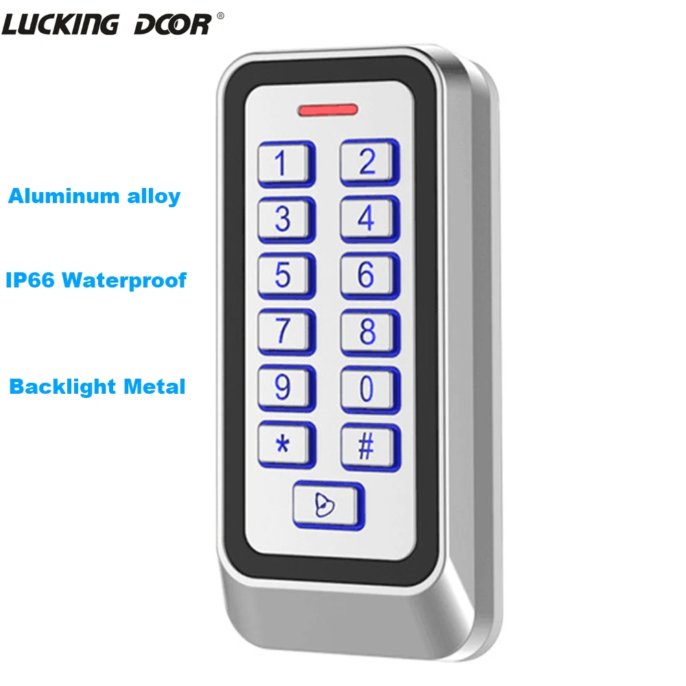 IP66 Waterproof Backlight RFID Metal Door Access Control Reader Rfid Keypad 1000 User 125KHz EM Card Door Opener