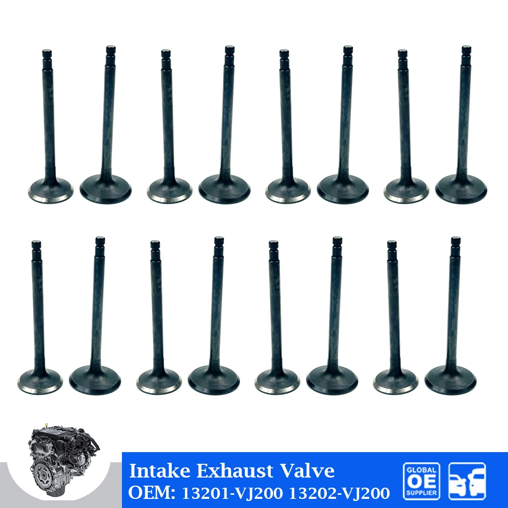 

16 Pcs Intake Exhaust Valve For Nissan Paladin Frontier 2.4L KA24 KA24DE D22 Engine Car Accessories OE 13201-VJ200 13202-VJ200