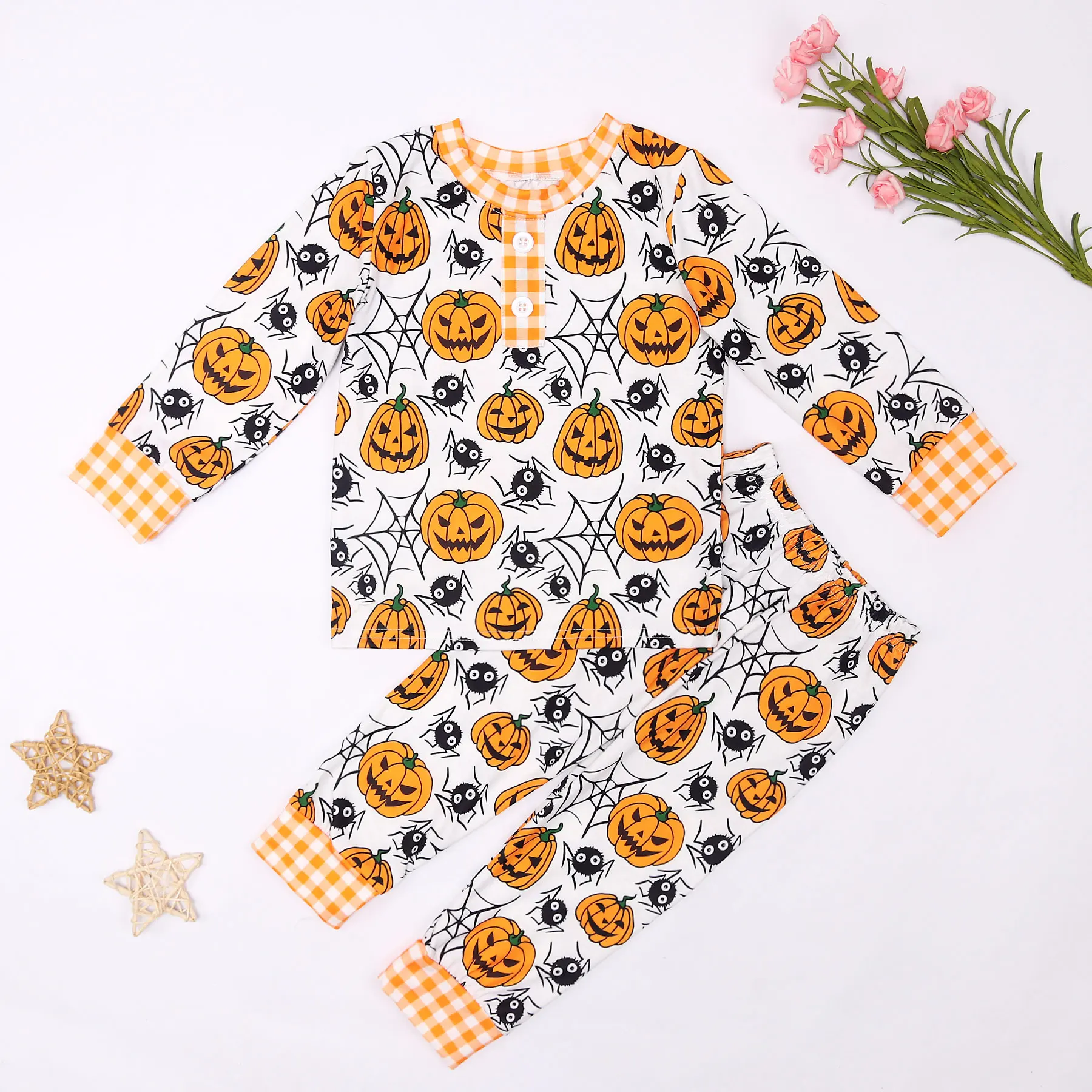 

Baby Boy Clothes Halloween Skeleton Style Children Sleepwear Bubble Cotton Boutique Sweet Ropmer With Printing For 0-3m