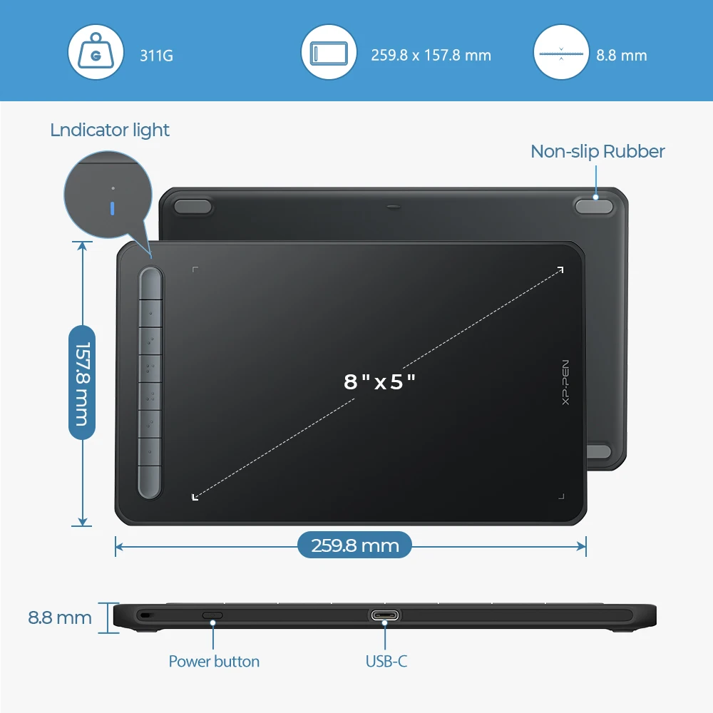 XPPen Deco M/ MW Wireless Digital Drawing Tablets 8*5 inch Graphics Tablet Bluetooth V5.0 Tilt Supported Windows Mac Android