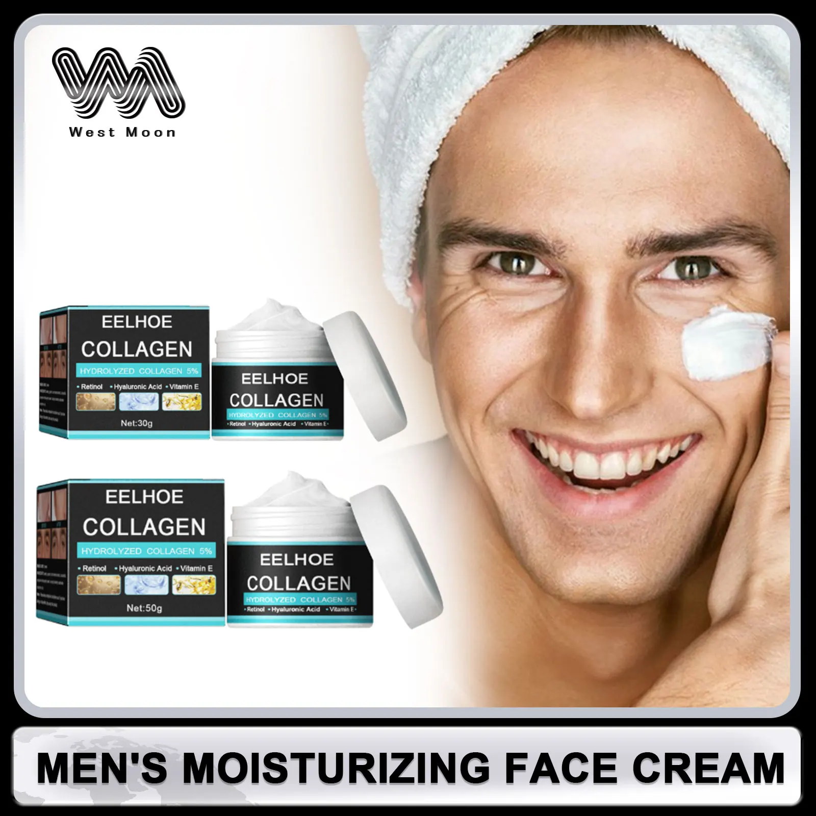 Collagen Creams for Men Hydrating Firming Skin Moisturize Oil-Control Hyaluronic Acid Brighten Skin Care Retinol Face Cream 2024