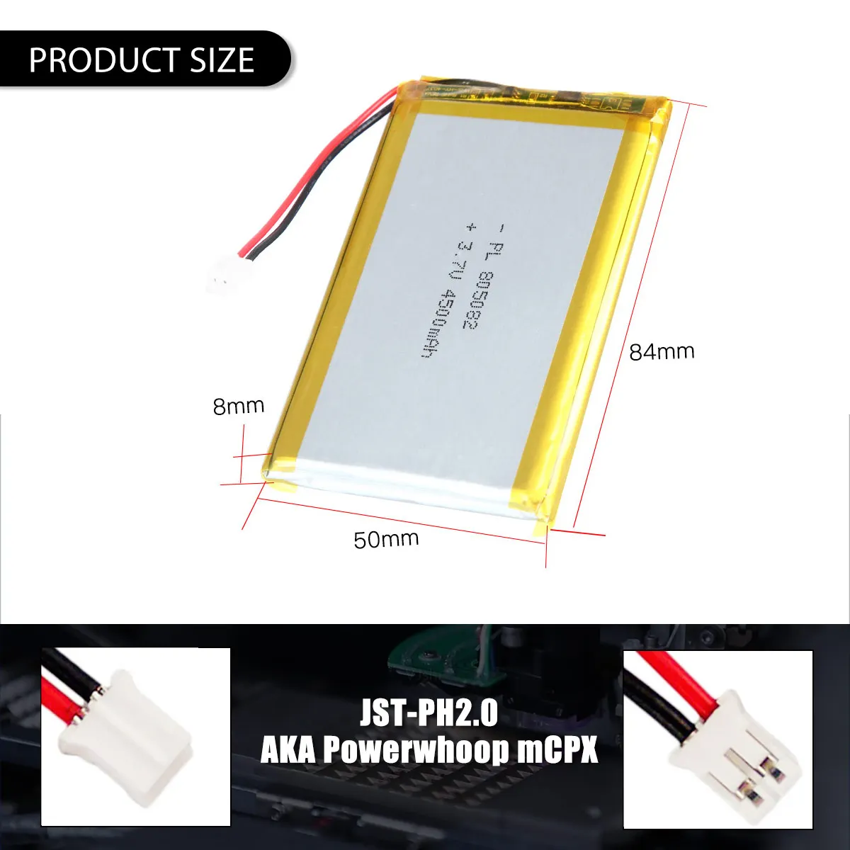 Comprimento recarregável 84mm da bateria de 3.7v 4500mah 805082 lipo