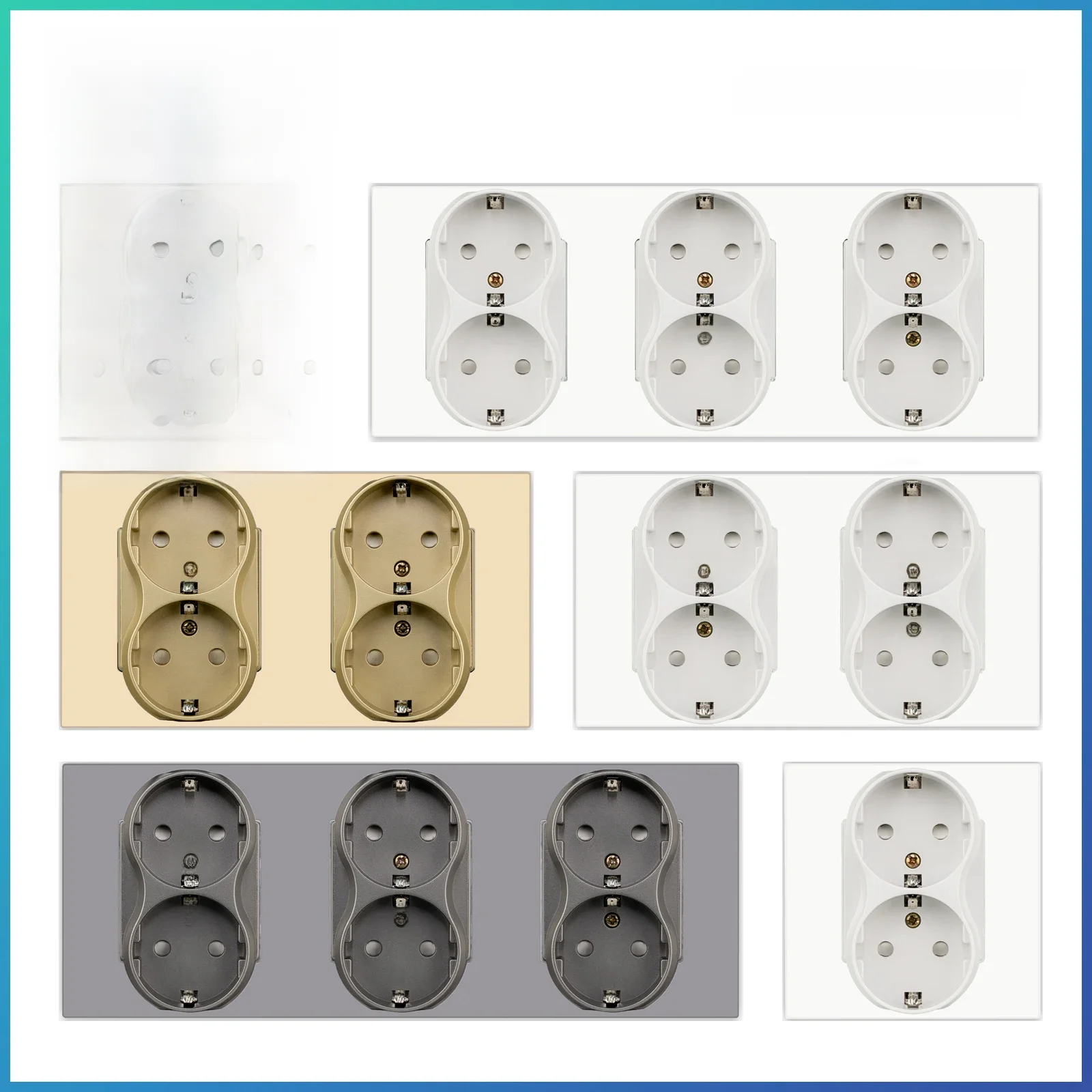 BSEED-Prises de Courant Murales Doubles UE, Panneau en Plastique Blanc et Noir, 110-250V, Prise Électrique pour le Bureau et la Maison, pour Touriste