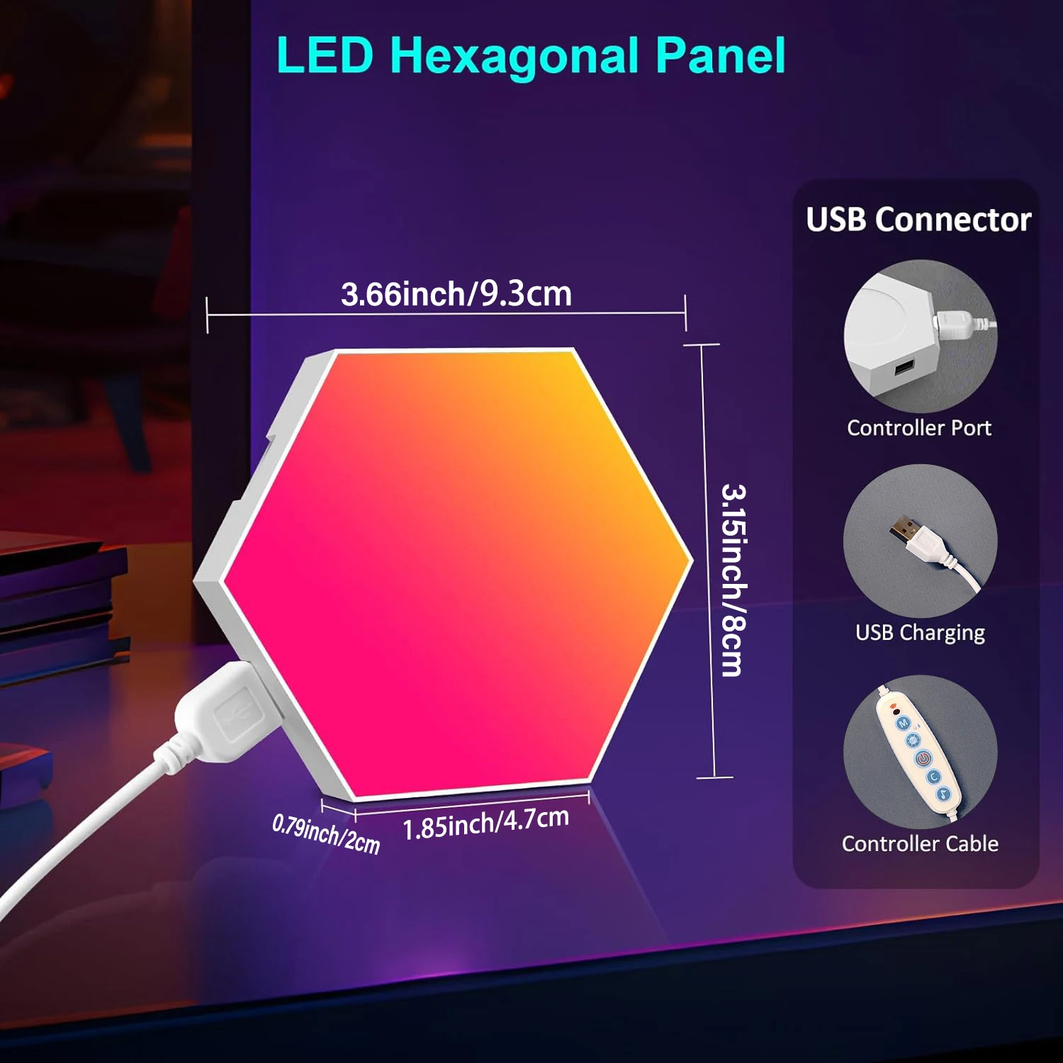 20/12/8 Pack Hexagon Lights Wall RGB Panel Smart APP Hexagonal Modular Gaming Light Music Sync Honeycomb Shape Hexagonl Light