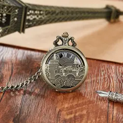 Venda Bronze relógio de bolso mecânico com colar pingente pingente vintage pingente relógio de bolso presentes homens mulheres reloj de bolsillo