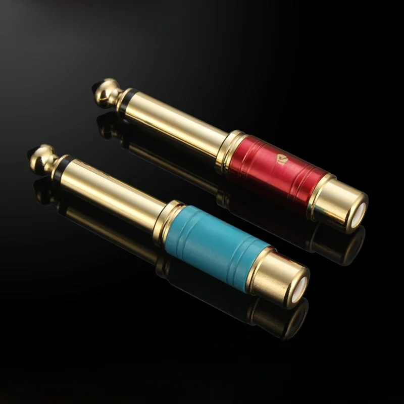 YONGWEI Pozłacany adapter RCA na 1/4 żeński RCA na 6,35 mm 1/4 cala męski Mono TS Interconnect Adapter audio Wtyczka konwersji — zdjęcie produktu 7