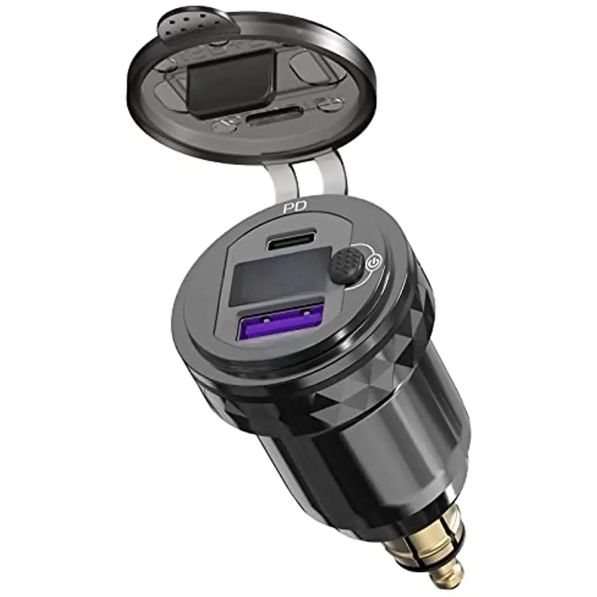 Wodoodporna wtyczka Hella Din do przełącznika USB ON-Off 30W USB C PD3.0 QC3.0 szybkie ładowanie woltomierz Ducati Triumph BMW motocykl — 2