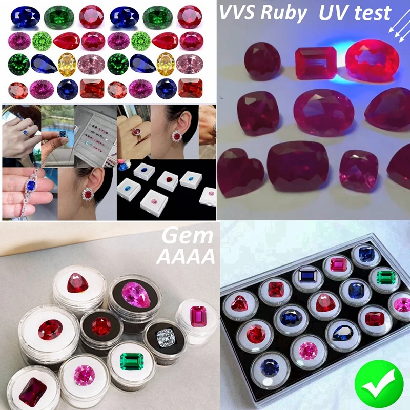 Professional Ruby Triangle Cut Premium VVS Loose Gemstone Passed UV Test Ruby for Collections and Jewelry Making