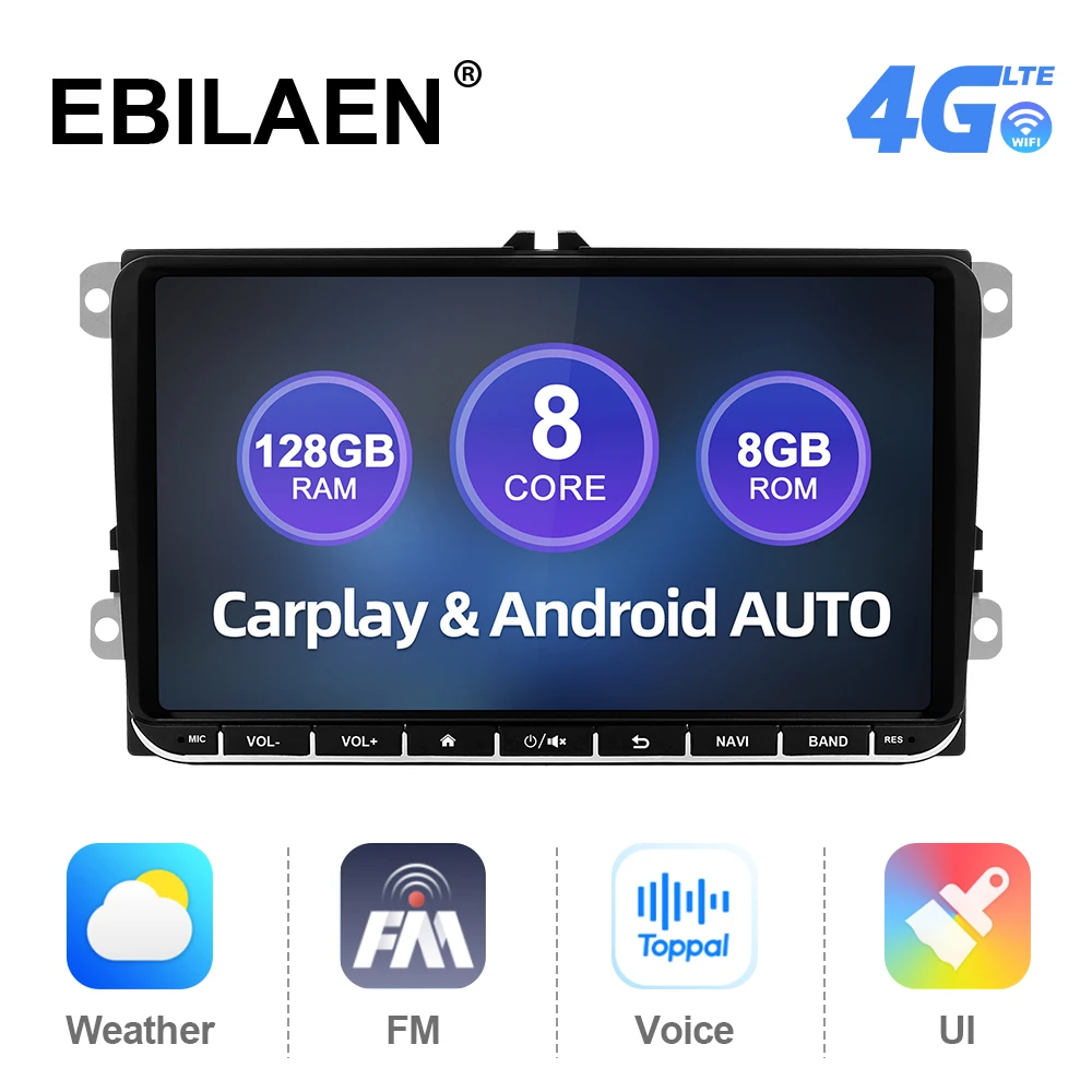 9 inch Car Radio Player Android 10 For VW Volkswagen Golf Polo Tiguan Passat B7 B6 SEAT Leon Skoda Octavia GPS Navigation 4G