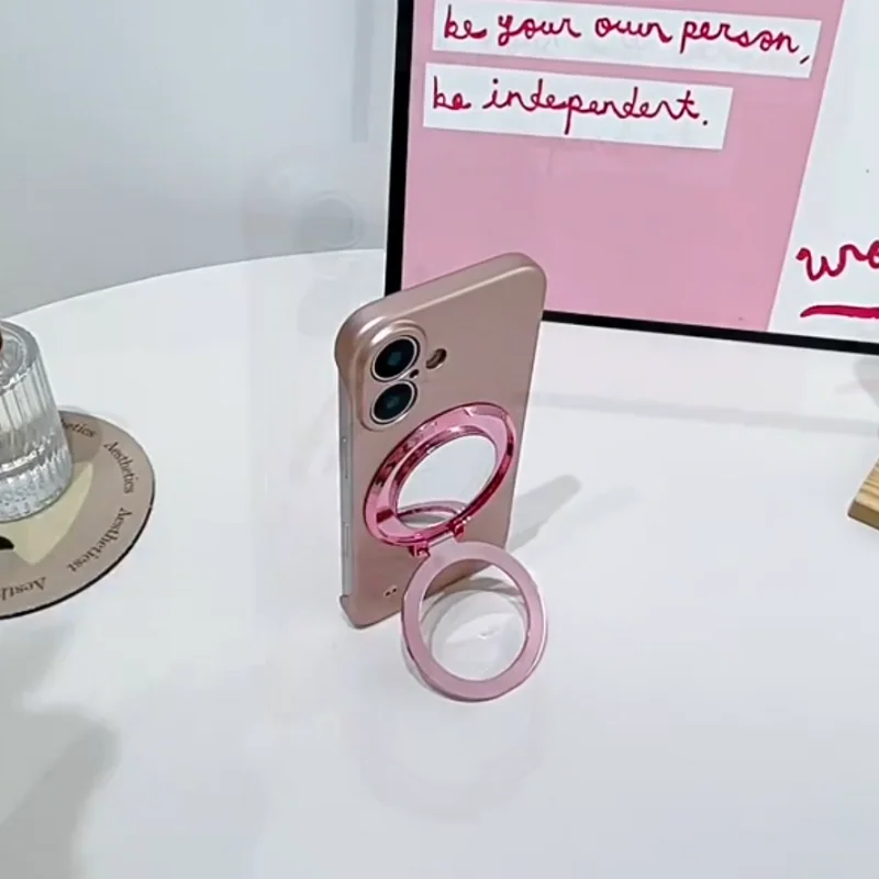 携帯用磁気グリッター付きスマホグリップ、粘着式スタンド、化粧ツール、女の子、女性、外出先でのメイク、自撮り、旅行必需品