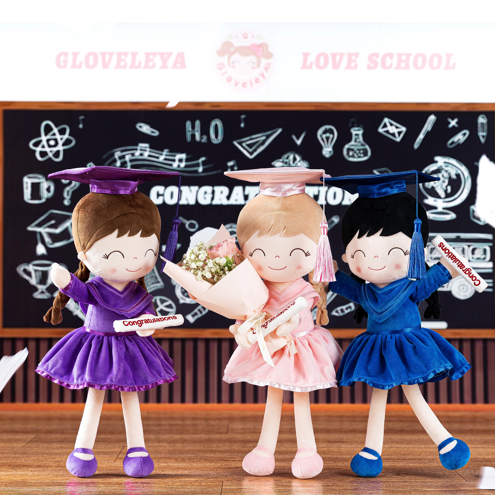 

Gloveleya Plush Toy Graduation Girls Gift Children's Plush Toy Girls Birthday Gift Graduation Gift Cute 2024 New Graduation Doll