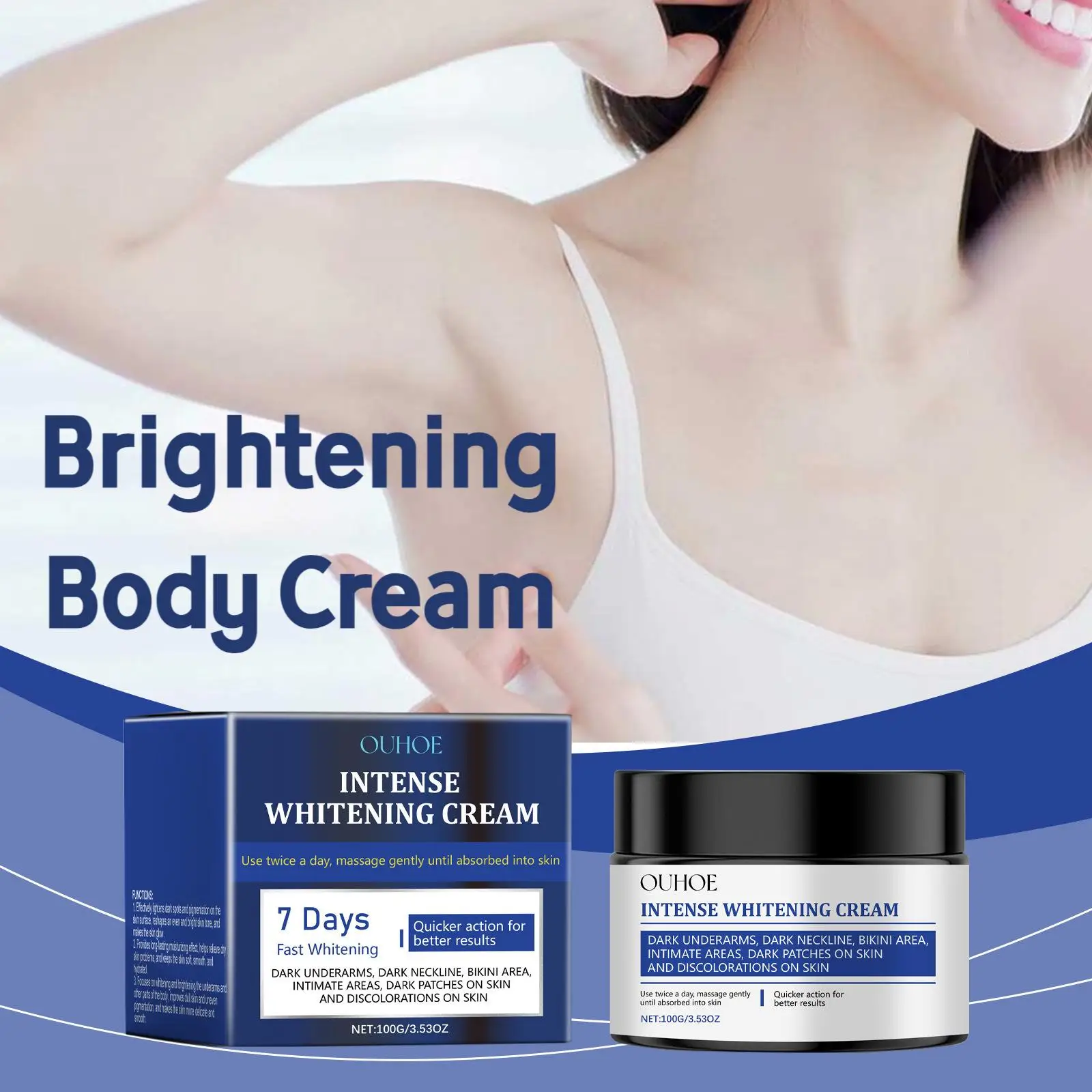 Ouhoe 100g Brightening Body Cream Improve Dullness Moisturizing Lightening Dark Skin Melanin Armpits Intimate Area Glowing Cream
