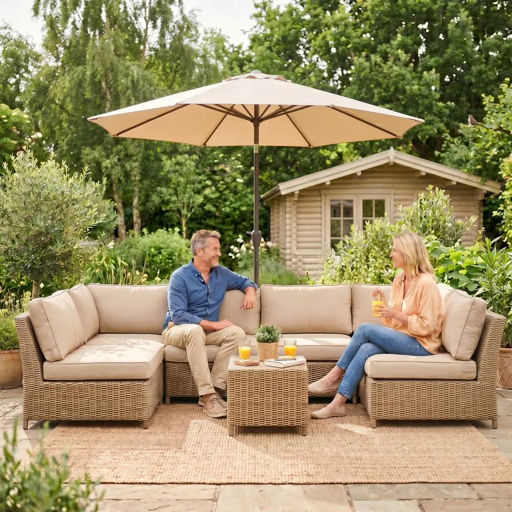 14 Piece Sofa Cushion Set Beige High Density Foam Waterproof Patio Furniture Cushions for Indoor Outdoor