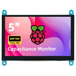 IPistBit-Monitor táctil para Raspberry Pi, pantalla capacitiva de 5 pulgadas, 800x480, HDMI, IPS, SIN controlador