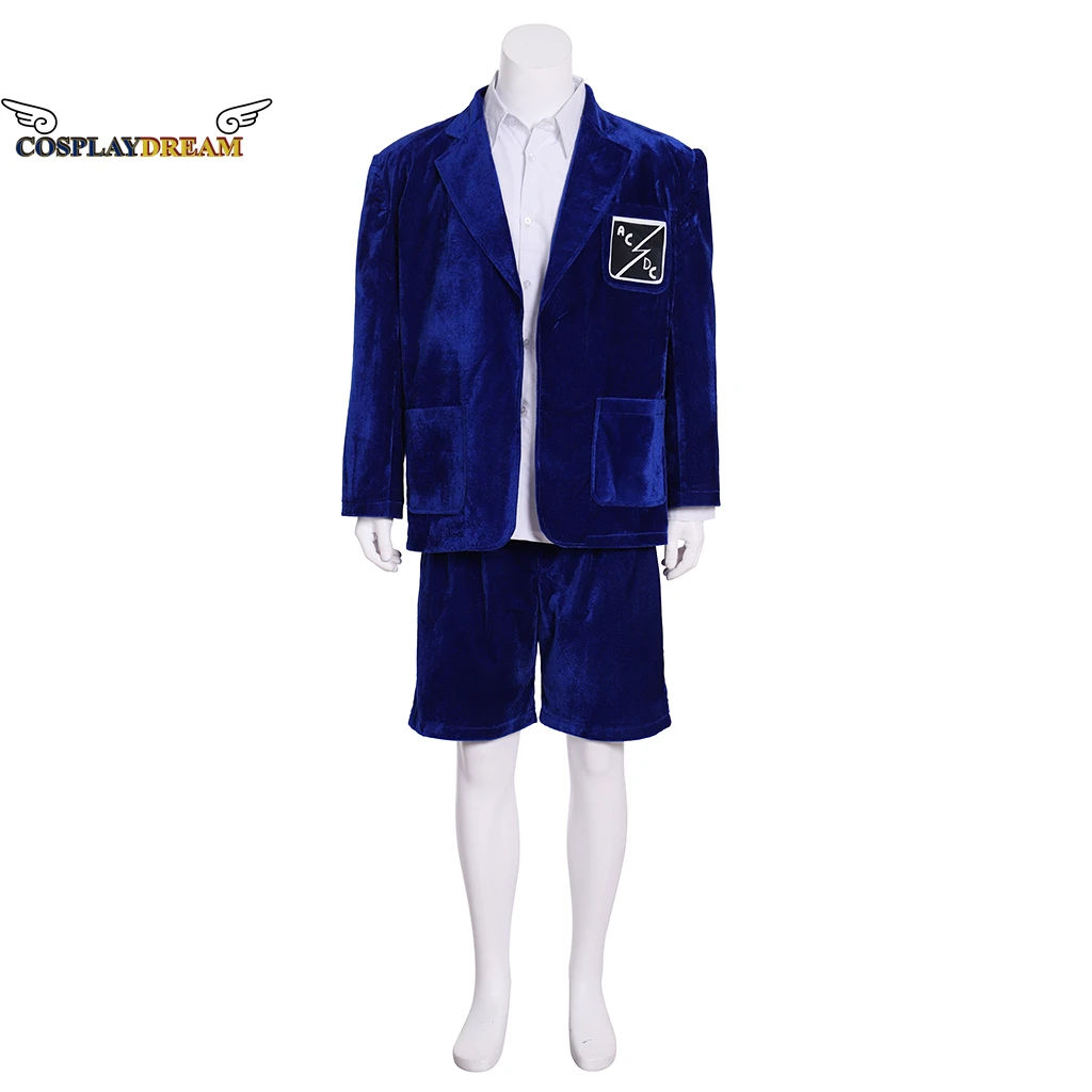 

Band AC/DC Angus Young Cosplay Costume Unisex Adult Blue Suit Jacket Coat Top Shorts Suit Halloween Party Cosplay Outfit