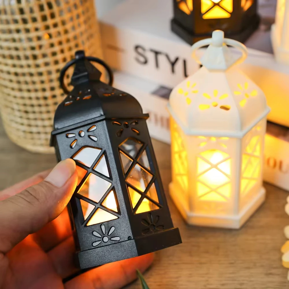 

12Pcs Black/White Retro Hexagonal Led Lanterns with Flickering Candle Effect, Ideal Tabletop Decor & Ambient Lights for Weddings