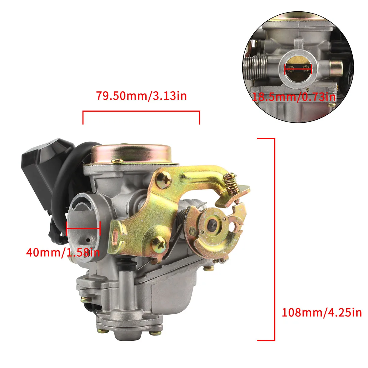 GY6 PD18 Vergaser 50cc Zubehör 18,5mm für Honda Yamaha Suzuki 139QMB1 39QMA GO KART ATV Moped Motorrad Vergaser-Tuning – Detail 3
