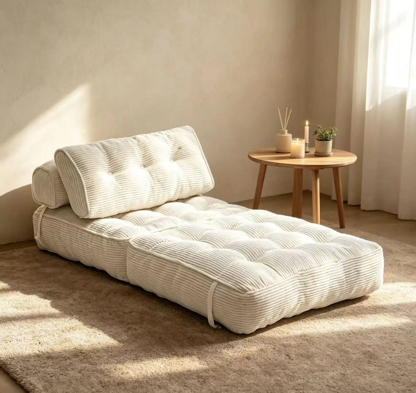 Folding Sofa Bed Convertible Sleeper Chair with Pillows Shredded Foam Floor Couch Lounge Bed with Back Support for Small Spaces Bedroom