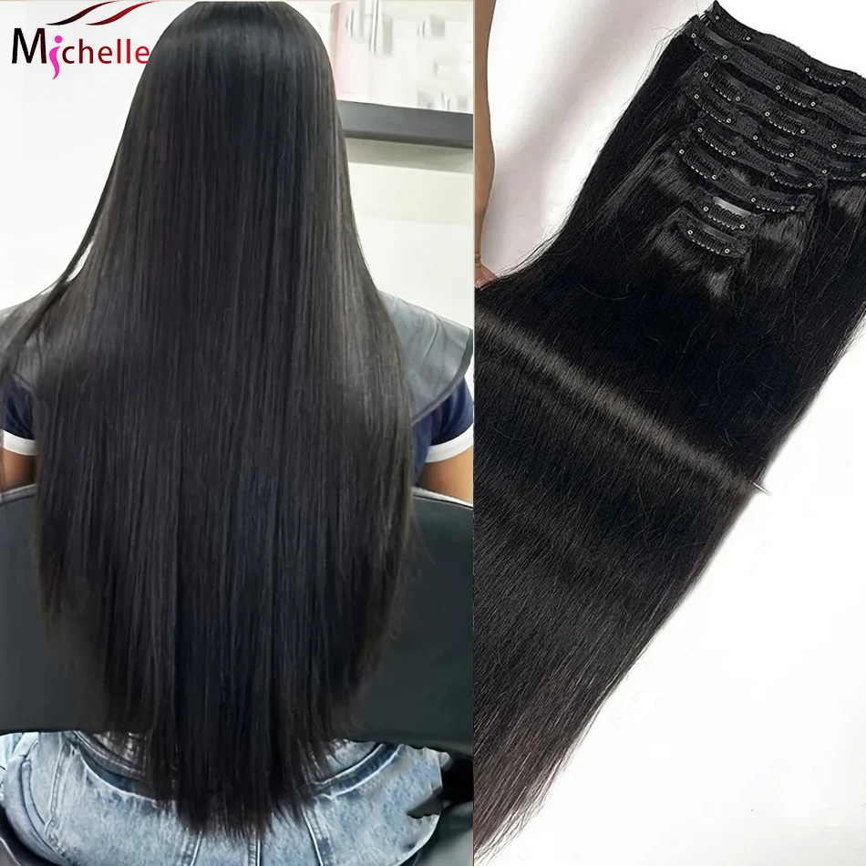 

Натуральные прямые накладные пряди для волос, 100% необработанные, из бразильских девственных волос, 120 г, 8 шт. с 18 клипсами.