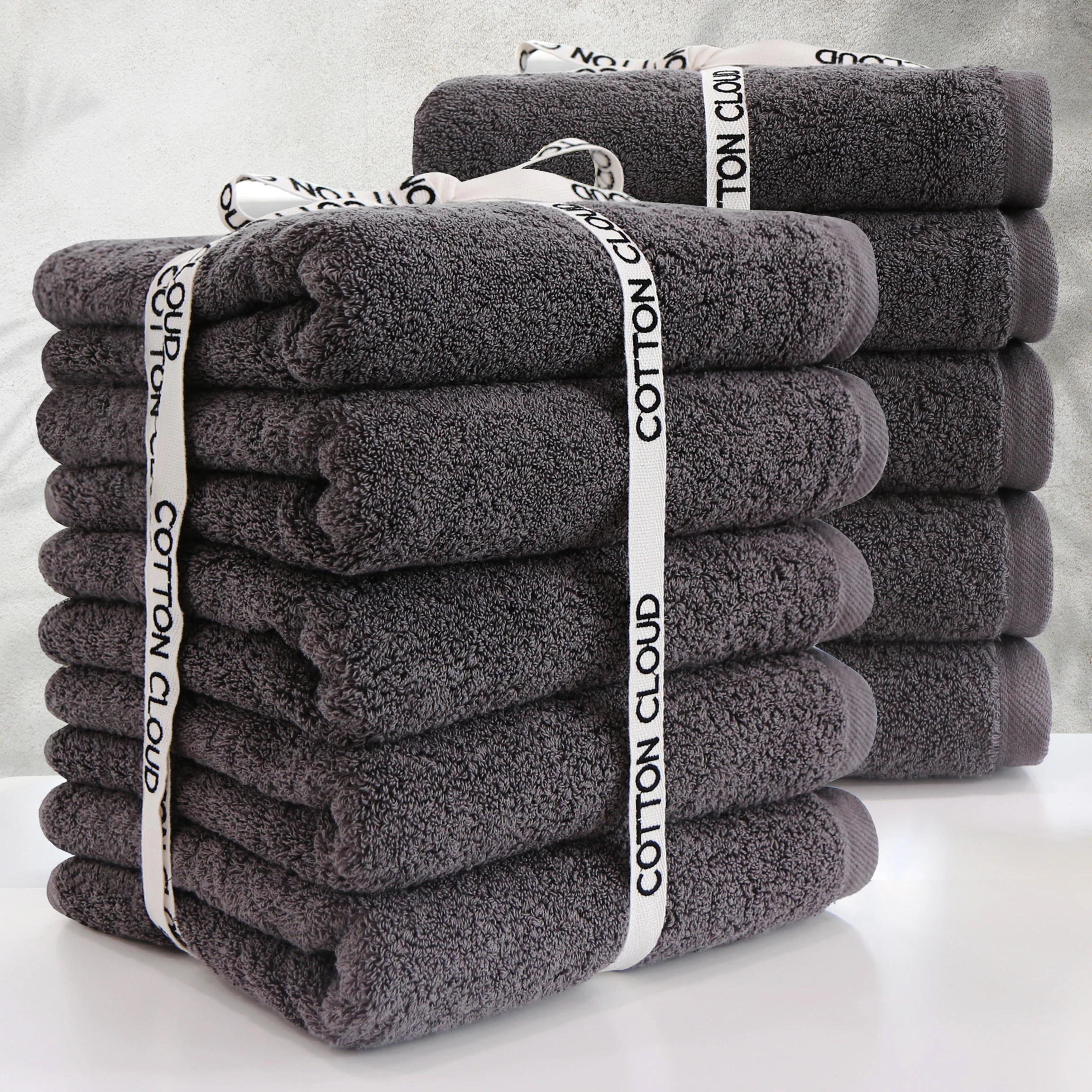 [Cotton Cloud] Very thick 220g 100% cotton, 40 number hotel towels, 5 deep grey5/10, bath towels, 40*80cm Cotton Cloud