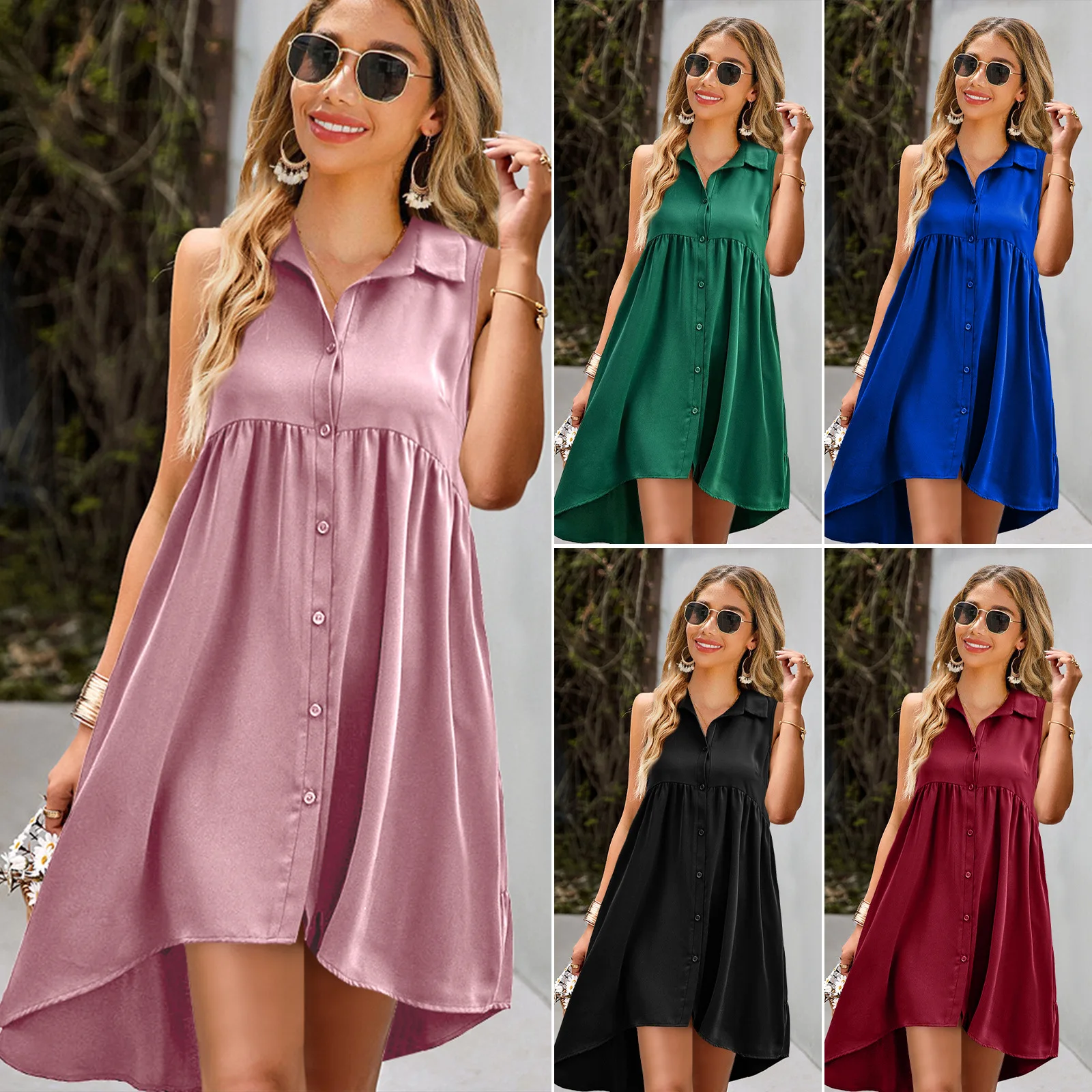 Maternity Clothes Premama Sleeveless Blouse Dress Skirt Summer Casual Women Turn-Down Collar Dresses Vestidos Pregnancy Clothing