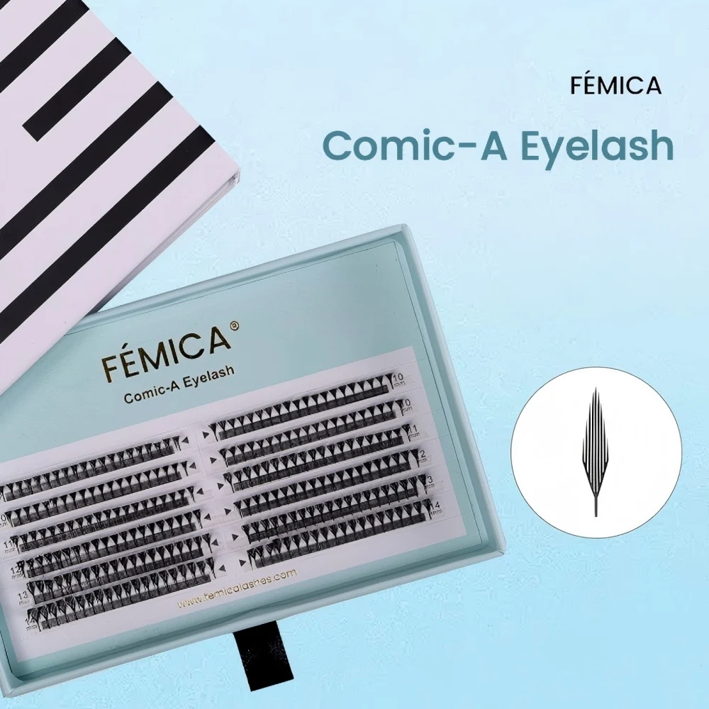

FÉMICA Comic-A Spire Natural Cashmere Eyelash Extensions Super Soft Feather Shape Pteris Lashes Individual Manga False Eyelashes