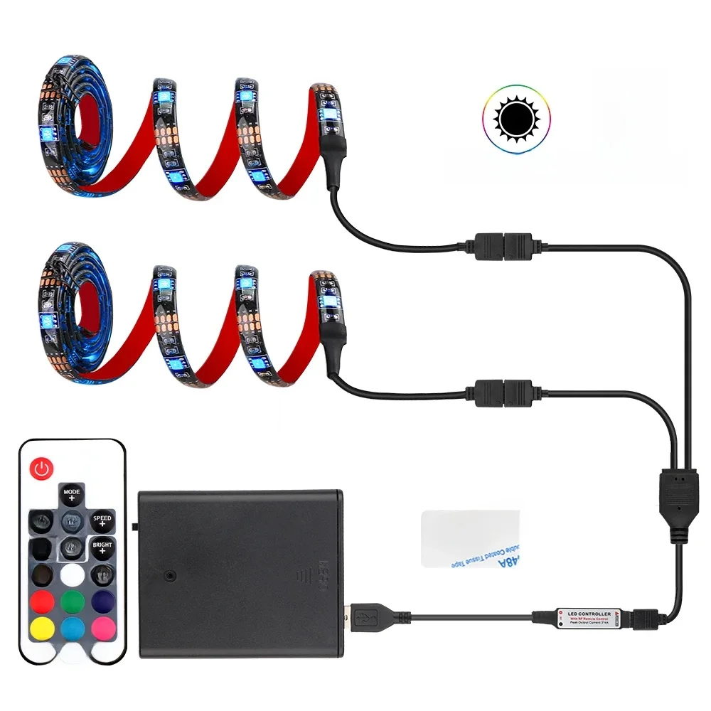 AliExpress coolo Coolo DC 5V USB LED Strip 5050 Waterproof RGB LED Light 1M 2M RF 17Key Remote Control for TV, skateboard, bicycle, glowing shoes