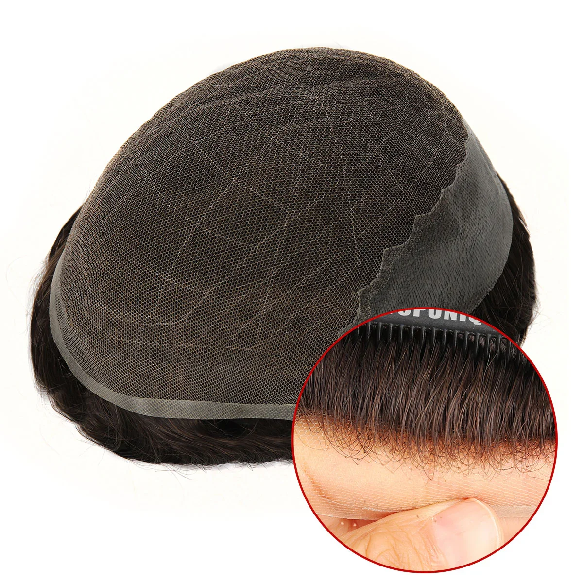 TUL01 Hair System Hybrid Base of Lace and Skin 130% Density Realistic Hairline and Good Breathability Indian Remy Human Hair