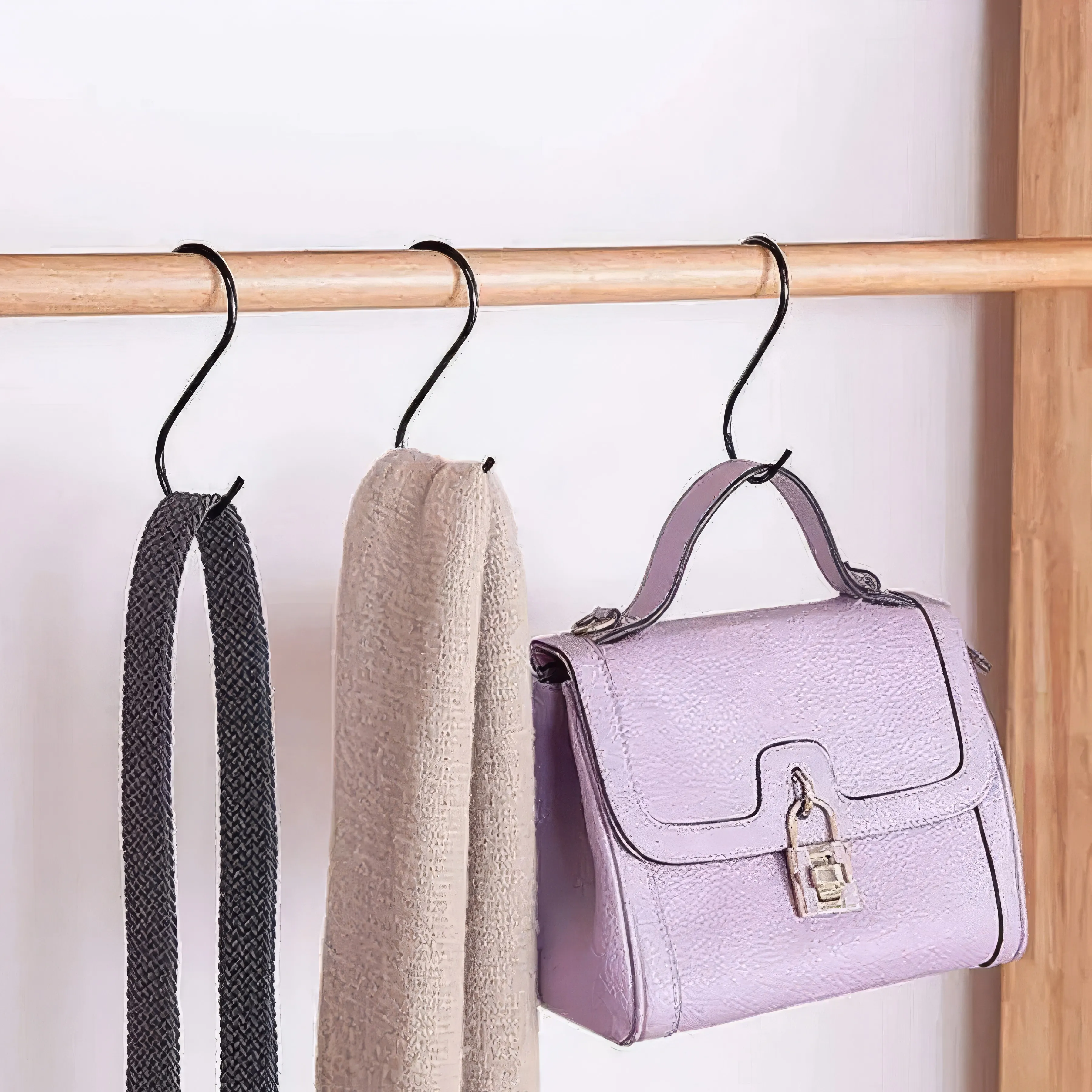 

10 черных S-образных крючков, простые в установке, нескользящие и прочные, подходят для кухни, ванной комнаты, гардероба и хранения в гараже