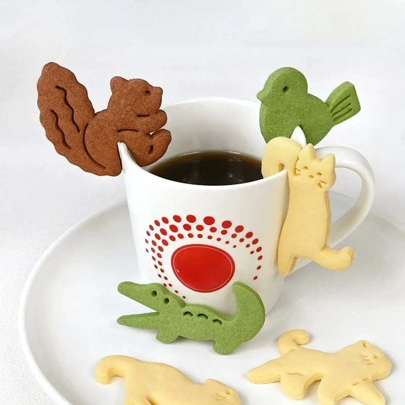 Moule à biscuits écureuil, tasse suspendue, Animal de dessin animé, fauve, oiseau, chat, emporte-pièce, biscuits 3D, Fondant, décoration de gâteau, moule de cuisson