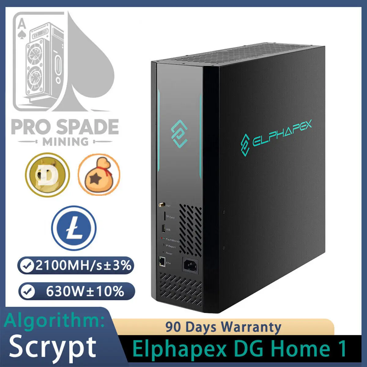 BUY 2 GET 1 FREE New ELPHAPEX DG Home1 2100MH/s 630W for Doge Coin & LTC ASIC Miner Crypto Miner