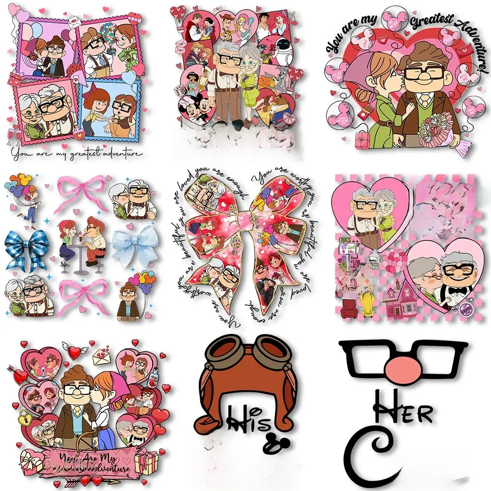 Autocollants de transfert de chaleur pour t-shirts, décalcomanies thermocollantes, amour de la journée de Léon, film Ellie et conclus ettes, patchs thermiques, vêtements de bricolage