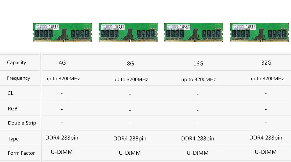 SAMSUNG DDR4 RAM 16GB 8GB 4GB PC4 2400-5600Mhz U DIMM For Computer PC Desktop Memory Support motherboard 32gb ram DDR4 R5 288PIN