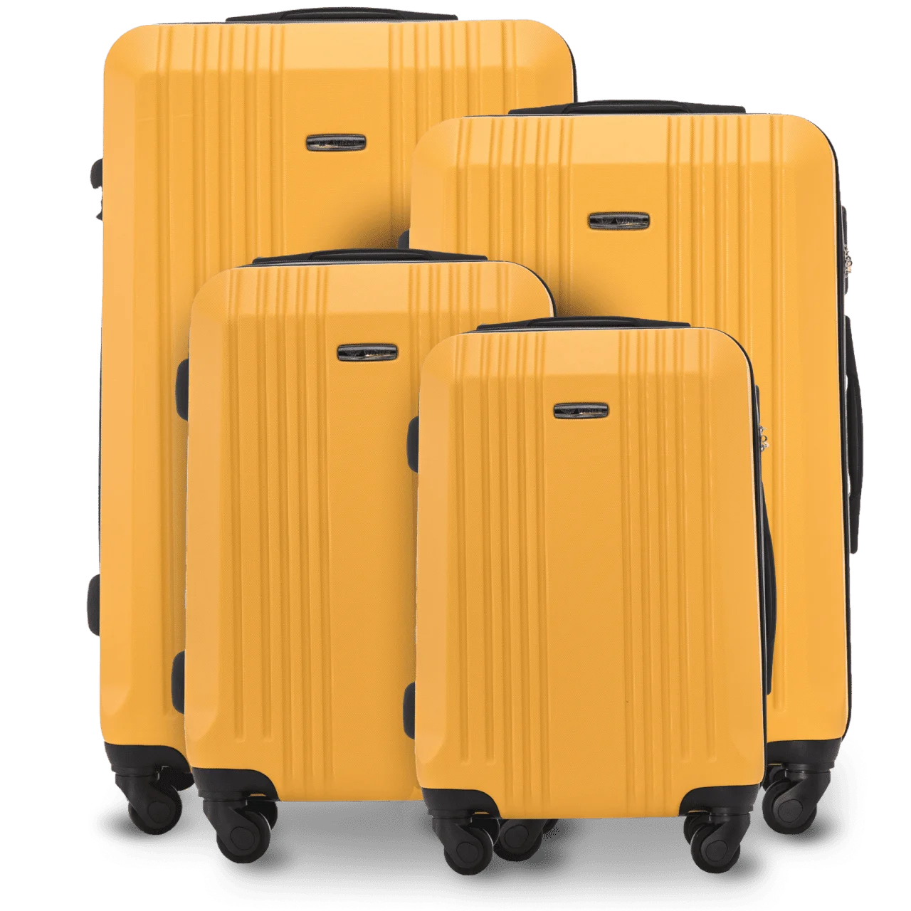 Juego de 4 maletas de viaje grandes XL de 18 ", 20 ", 24 ", 28 " con carcasa rígida, dimensiones aproximadas. Maleta de Cabina 75x47x27 cm/66x42x24 cm/56x38x22 cm/55x38x20 cm, ABS+, Asa Telescópica Ajustable, 360° °   ruedas, cerradura con combinación, co